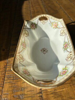 Vintage Hand painted Nippon porcelain Dish  from the 1900s   pink flowers gold t